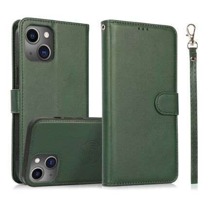Calf Texture 2 in 1 Detachable Magnetic Back Cover Horizontal Flip Leather Case with Holder & Card Slots & Wallet & Photo Frame For iPhone 13 mini(Green)-garmade.com