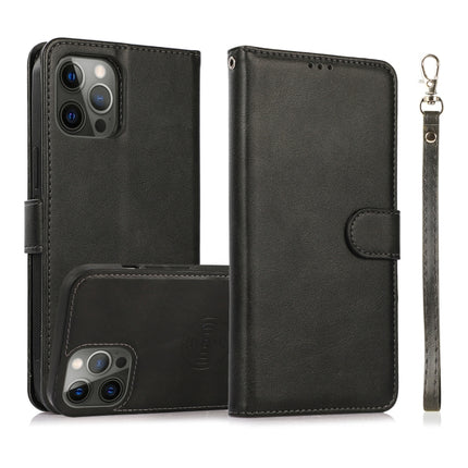 Calf Texture 2 in 1 Detachable Magnetic Back Cover Horizontal Flip Leather Case with Holder & Card Slots & Wallet & Photo Frame For iPhone 13 Pro(Black)-garmade.com