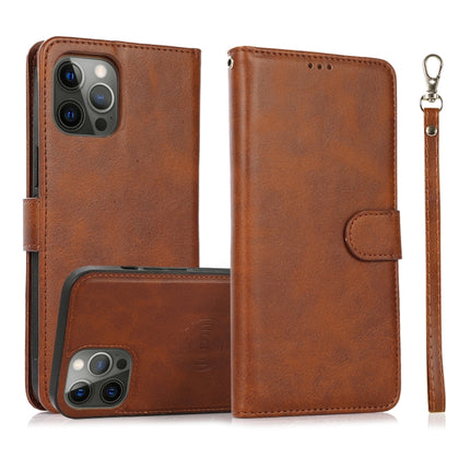 Calf Texture 2 in 1 Detachable Magnetic Back Cover Horizontal Flip Leather Case with Holder & Card Slots & Wallet & Photo Frame For iPhone 13 Pro(Brown)-garmade.com