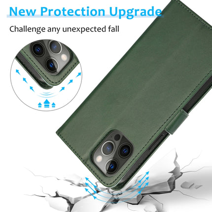 Calf Texture 2 in 1 Detachable Magnetic Back Cover Horizontal Flip Leather Case with Holder & Card Slots & Wallet & Photo Frame For iPhone 13 Pro(Green)-garmade.com