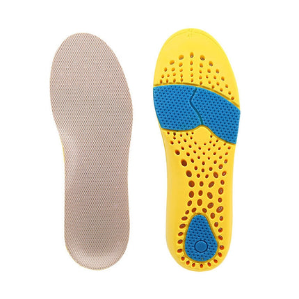 2 PCS 086 086 PU Silicone Sweat-absorbent Breathable Shock-absorbing Sports Full Shoe Pads Cuttable Increase Insole, Size:37-38(Yellow Bottom Gray Surface)-garmade.com