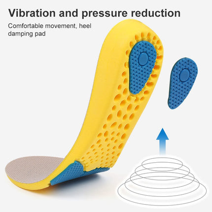 2 PCS 086 086 PU Silicone Sweat-absorbent Breathable Shock-absorbing Sports Full Shoe Pads Cuttable Increase Insole, Size:39-40(Yellow Bottom Gray Surface)-garmade.com