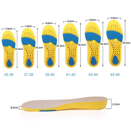 2 PCS 086 086 PU Silicone Sweat-absorbent Breathable Shock-absorbing Sports Full Shoe Pads Cuttable Increase Insole, Size:45-46(Yellow Bottom Gray Surface)-garmade.com
