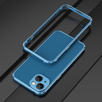 Aurora Series Lens Protector + Metal Frame Protective Case For iPhone 13 mini(Blue Silver)-garmade.com