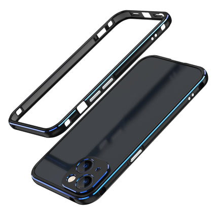 Aurora Series Lens Protector + Metal Frame Protective Case For iPhone 13 mini(Black Blue)-garmade.com