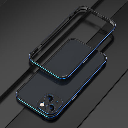 Aurora Series Lens Protector + Metal Frame Protective Case For iPhone 13 mini(Black Blue)-garmade.com
