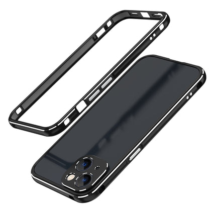 Aurora Series Lens Protector + Metal Frame Protective Case For iPhone 13 mini(Black Silver)-garmade.com