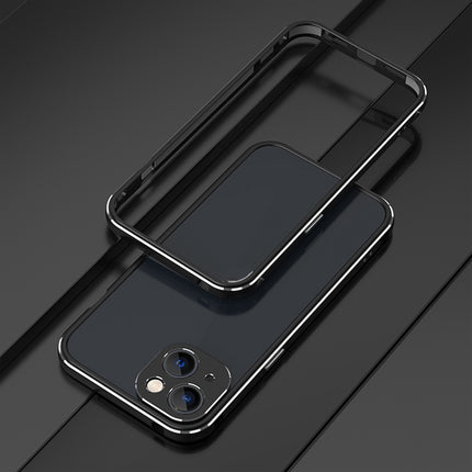 Aurora Series Lens Protector + Metal Frame Protective Case For iPhone 13 mini(Black Silver)-garmade.com