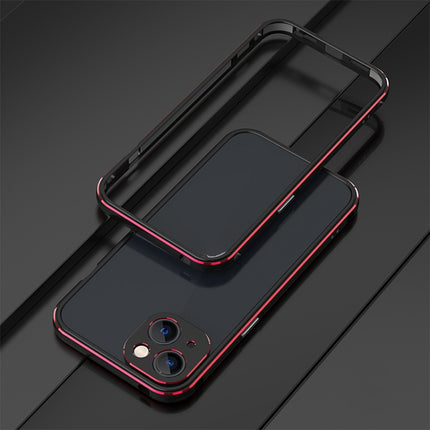 Aurora Series Lens Protector + Metal Frame Protective Case For iPhone 13 mini(Black Red)-garmade.com