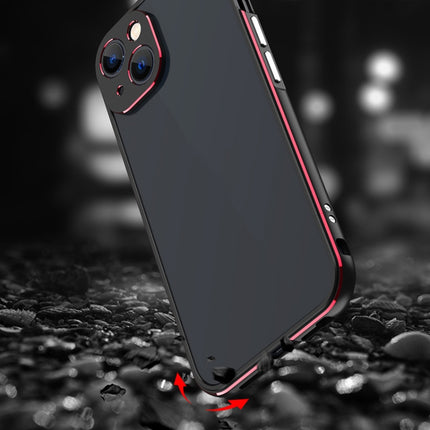 Aurora Series Lens Protector + Metal Frame Protective Case For iPhone 13 mini(Black Red)-garmade.com