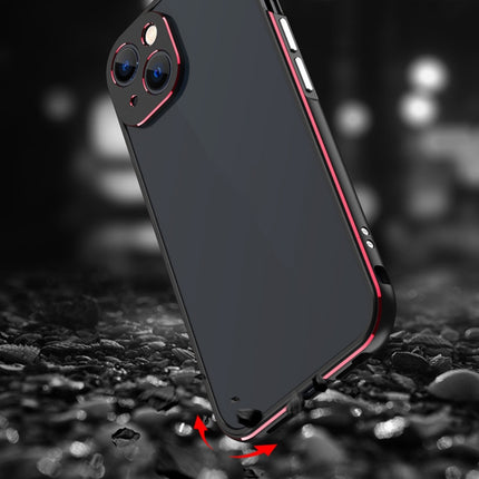 Aurora Series Lens Protector + Metal Frame Protective Case For iPhone 13 mini(Black Silver)-garmade.com