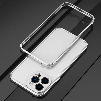 Aurora Series Lens Protector + Metal Frame Protective Case For iPhone 13 Pro(Silver)-garmade.com