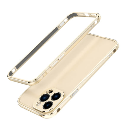 Aurora Series Lens Protector + Metal Frame Protective Case For iPhone 13 Pro(Gold Silver)-garmade.com