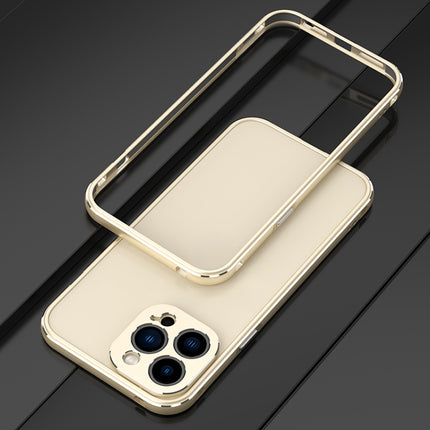 Aurora Series Lens Protector + Metal Frame Protective Case For iPhone 13 Pro(Gold Silver)-garmade.com