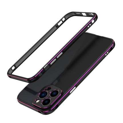 Aurora Series Lens Protector + Metal Frame Protective Case For iPhone 13 Pro(Black Purple)-garmade.com