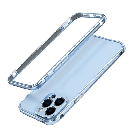 Aurora Series Lens Protector + Metal Frame Protective Case For iPhone 13 Pro(Blue Silver)-garmade.com