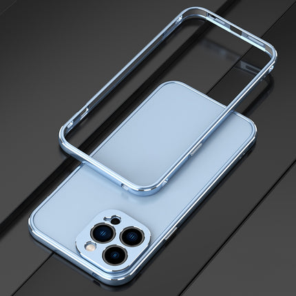 Aurora Series Lens Protector + Metal Frame Protective Case For iPhone 13 Pro(Blue Silver)-garmade.com