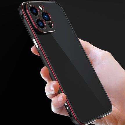 Aurora Series Lens Protector + Metal Frame Protective Case For iPhone 13 Pro(Black Silver)-garmade.com