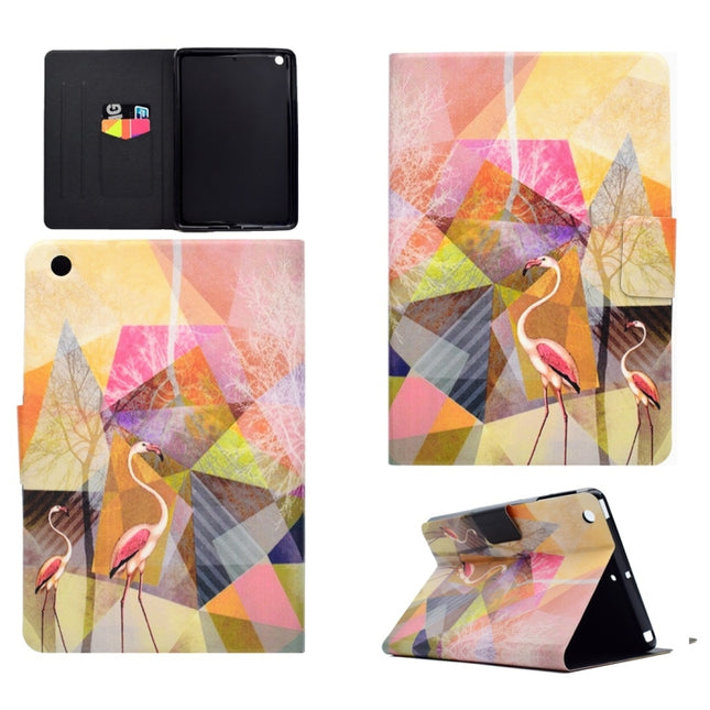 For iPad Mini 1 / 2 / 3 / 4 / 5 TPU Horizontal Flip Leather Case with Holder & Card Slot & Sleep / Wake-up Function(Flamingo)-garmade.com