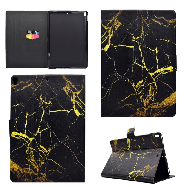For iPad Pro 10.5 inch TPU Horizontal Flip Leather Case with Holder & Card Slot & Sleep / Wake-up Function(Black Gold)-garmade.com
