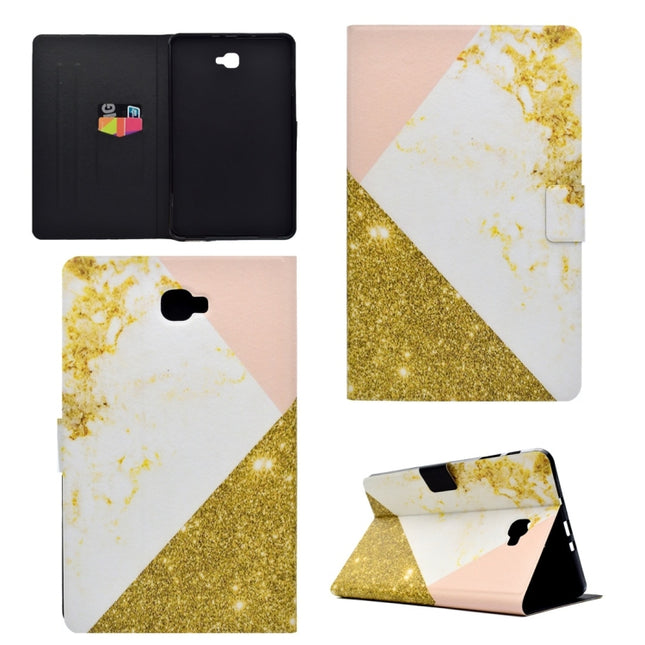 For Galaxy Tab A 10.1 (2016) T580 TPU Horizontal Flip Leather Case with Holder & Card Slot & Sleep / Wake-up Function(White Gold)-garmade.com