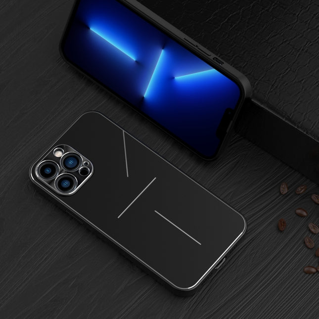 R-JUST RJ-52 3-Line Style Metal TPU Shockproof Protective Case For iPhone 13(Black)-garmade.com