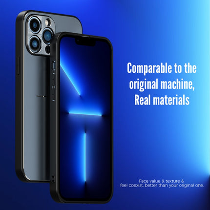 R-JUST RJ-52 3-Line Style Metal TPU Shockproof Protective Case For iPhone 13 Pro(Black)-garmade.com