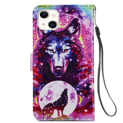 Painted Pattern Horizontal Flip Leather Case with Holder & Card Slots & Photo Frame For iPhone 13(Wolf Totem)-garmade.com
