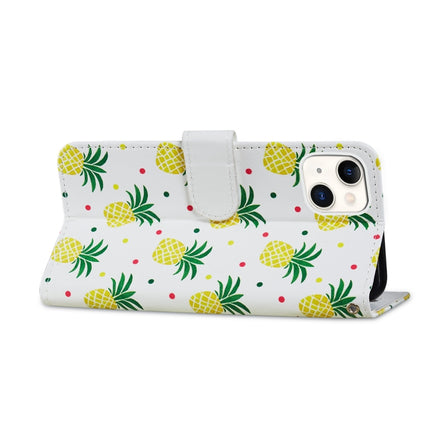 Painted Pattern Horizontal Flip Leather Case with Holder & Card Slots & Photo Frame For iPhone 13(Pineapple)-garmade.com