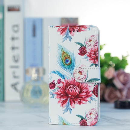 Painted Pattern Horizontal Flip Leather Case with Holder & Card Slots & Photo Frame For iPhone 13(Peacock Flower)-garmade.com