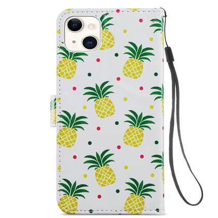 Painted Pattern Horizontal Flip Leather Case with Holder & Card Slots & Photo Frame For iPhone 13 Mini(Pineapple)-garmade.com