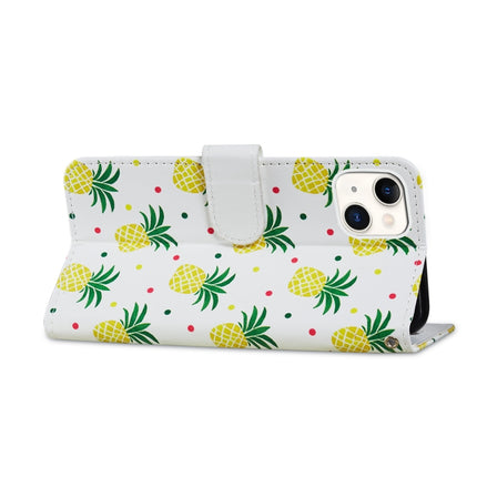Painted Pattern Horizontal Flip Leather Case with Holder & Card Slots & Photo Frame For iPhone 13 Mini(Pineapple)-garmade.com