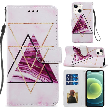 Painted Pattern Horizontal Flip Leather Case with Holder & Card Slots & Photo Frame For iPhone 13 Mini(Three-color Marble)-garmade.com