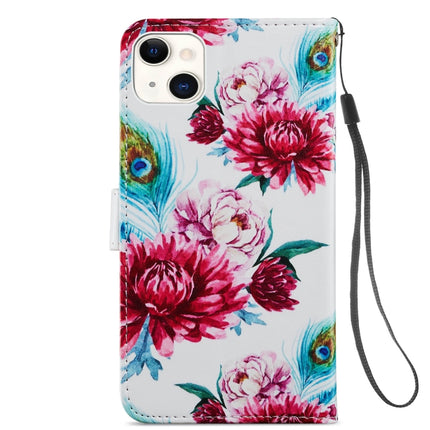 Painted Pattern Horizontal Flip Leather Case with Holder & Card Slots & Photo Frame For iPhone 13 Mini(Peacock Flower)-garmade.com