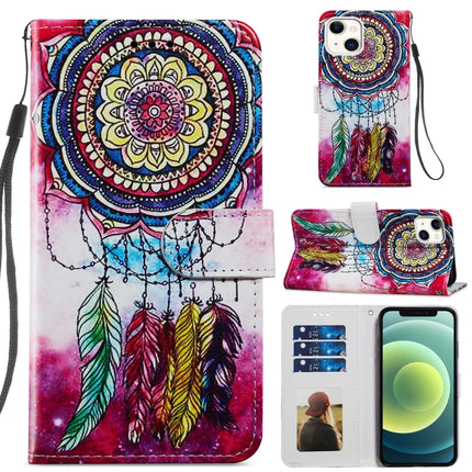 Painted Pattern Horizontal Flip Leather Case with Holder & Card Slots & Photo Frame For iPhone 13 Mini(Dreamcatcher)-garmade.com