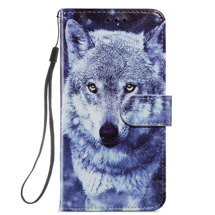 Painted Pattern Horizontal Flip Leather Case with Holder & Card Slots & Photo Frame For iPhone 13 Pro(White Wolf)-garmade.com
