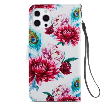 Painted Pattern Horizontal Flip Leather Case with Holder & Card Slots & Photo Frame For iPhone 13 Pro(Peacock Flower)-garmade.com