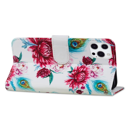 Painted Pattern Horizontal Flip Leather Case with Holder & Card Slots & Photo Frame For iPhone 13 Pro(Peacock Flower)-garmade.com