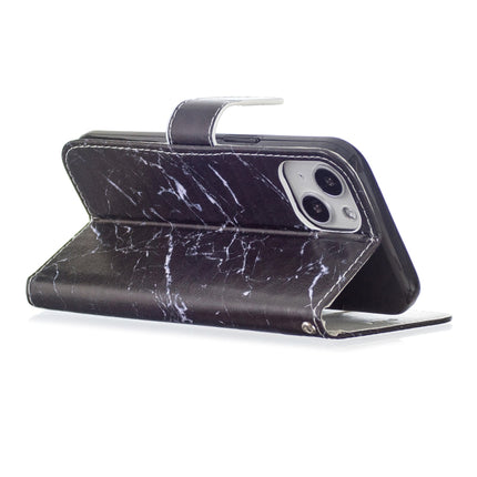 Horizontal Flip Leather Case with Holder For iPhone 13(Black Marble)-garmade.com