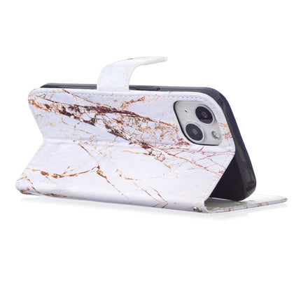 Horizontal Flip Leather Case with Holder For iPhone 13(White Marble)-garmade.com