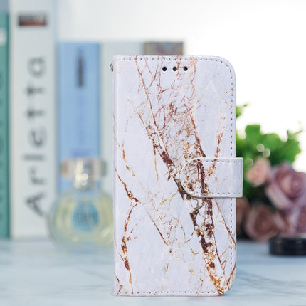 Horizontal Flip Leather Case with Holder For iPhone 13(White Marble)-garmade.com
