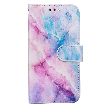 Horizontal Flip Leather Case with Holder For iPhone 13(Blue Pink Marble)-garmade.com