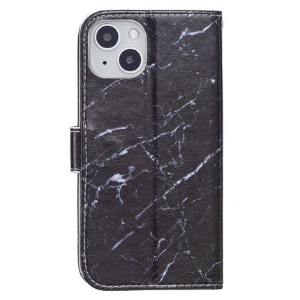 Horizontal Flip Leather Case with Holder For iPhone 13 Mini(Black Marble)-garmade.com