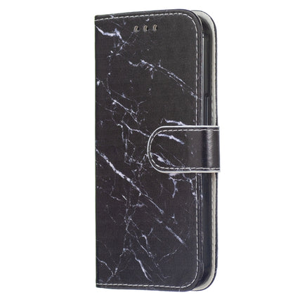 Horizontal Flip Leather Case with Holder For iPhone 13 Mini(Black Marble)-garmade.com
