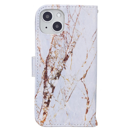 Horizontal Flip Leather Case with Holder For iPhone 13 Mini(White Marble)-garmade.com