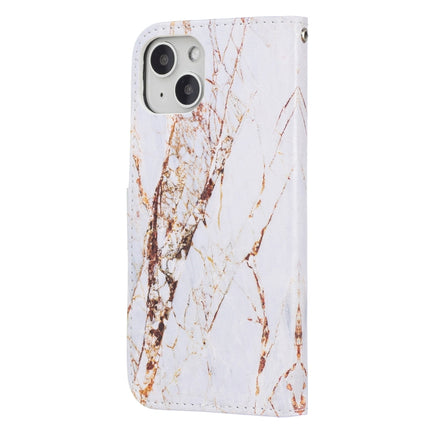 Horizontal Flip Leather Case with Holder For iPhone 13 Mini(White Marble)-garmade.com