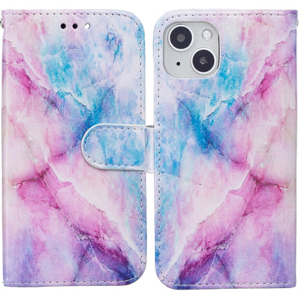 Horizontal Flip Leather Case with Holder For iPhone 13 Mini(Blue Pink Marble)-garmade.com