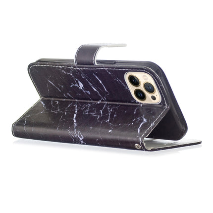 Horizontal Flip Leather Case with Holder For iPhone 13 Pro(Black Marble)-garmade.com