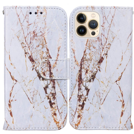 Horizontal Flip Leather Case with Holder For iPhone 13 Pro(White Marble)-garmade.com