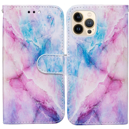 Horizontal Flip Leather Case with Holder For iPhone 13 Pro(Blue Pink Marble)-garmade.com